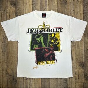 Vintage Bob Marley Rebel Music Reggae T Shirt Men’s XL White 2000s